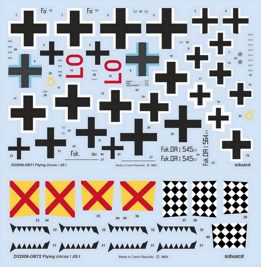 JG I "The Flying Circus" Decals for Meng Eduard 1/32 WWI Jagdgeschwader I JG I "The Flying Circus" Decals for Meng Eduard 1/32 WWI Jagdgeschwader I