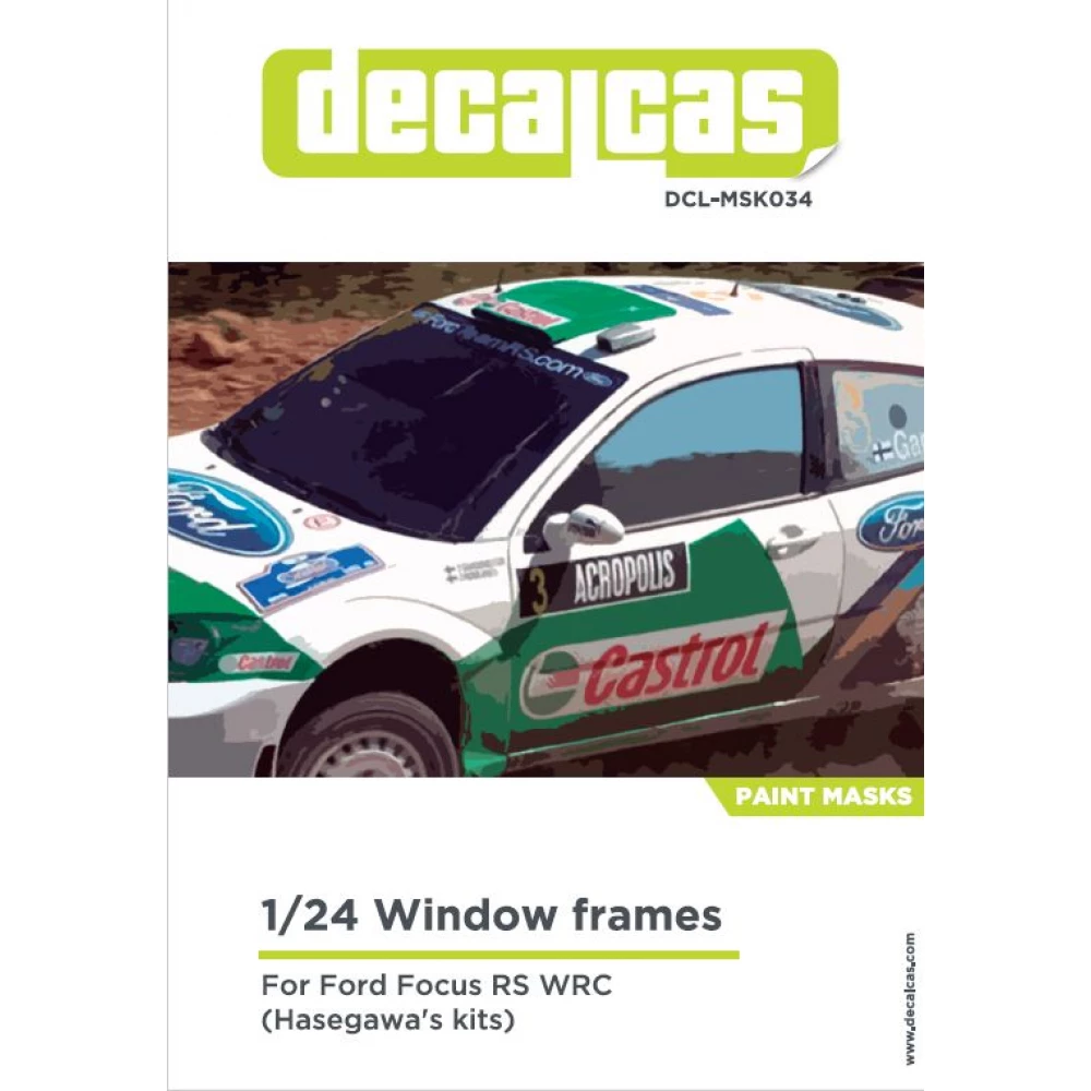 1:24 Ford Focus RS WRC Window Frame Masks for old Hasegawa kit