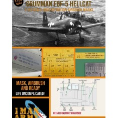 1/24 Grumman F6F-5 Hellcat Airbrush Paint Masking for Airfix kits