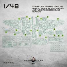 1/48 Heinkel He 219A-2 WNr.290004 Camouflage Painting Template with Cross and Number Masks