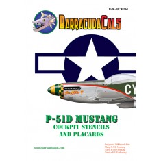1/48 P-51D Cockpit Stencils and Placards Decals for Meng Model/Airfix/Tamiya kits