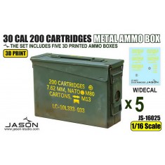 1/16 30 Cal 200 Cartridges Metal Ammo Box