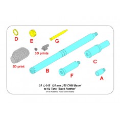 1/35 K2 Tank Black Panther 120mm L/55 CN08 Barrel for Academy/Hobby 2000 kit