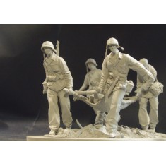 1/24 (75mm) WWII USMC Stretcher Team in Peleliu (5 Resin Figures)