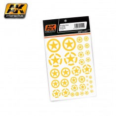 US Yellow Stars in Circles Dry Transfers for All Scales