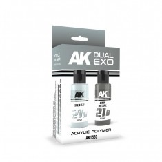 Acrylic Paint Set - Dual Exo #Silver & Gun Metal (2x 60ml) for Gunpla/Sci-Fi/Mecha/Robots