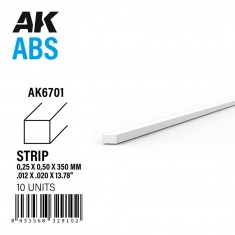 ABS Strips 0.25 x 0.50 x 350mm (10pcs)