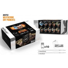 Weathering Dry Pigments Effects set (35ml x10, 2 brushes)