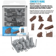 Wargame Scenery - Concrete Ruins (8pcs)