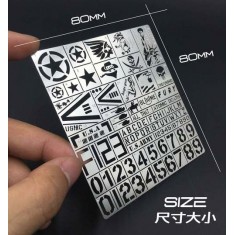 WWII/Modern US Army AFV Stencil (Masking) for 1/32, 1/35 Scale Models (80x90mm)