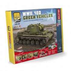 Solution Box #MINI 37 - WWII 4BO Green Vehicles (13 paints and Book)
