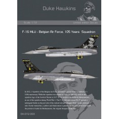1/72 F-16 Decals - 1. Squadron Belgian Air Force, 105th Anniversary