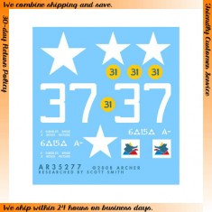 Dry Transfers for 1/35 US 15th Tank Battalion M4A3E8 "37" 
