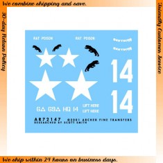 Dry Transfers for 1/72 US 6th Armoured Division M4(105) "14" 