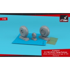 1/48 B-17B/C/D/E/F Flying Fortress Wheels w/Weighted Tyres Type B (FS) & PE Hubcaps