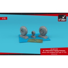 1/72 B-17B/C/D/E/F Flying Fortress Wheels w/Weighted Tyres Type B (FS) & PE Hubcaps