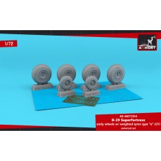 1/72 B-29 Superfortress Early Wheels w/Weighted Tyres Type "A" (Gy) & Pe Hubcaps