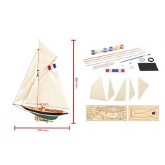 1/56 Pen Duick Easy Wooden Kit with Glue, Brush, Paints, Stand