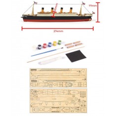 1/1000 Titanic Easy Wooden Kit with Glue, Brush, Paints, Stand