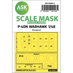 1/48 Curtiss P-40N Warhawk Double-sided Paint Masking for Hasegawa / Hobby2000