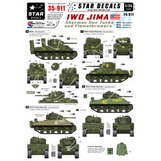 1/35 IWO Jima Sherman Gun & Flamethrower Tanks Decals for M4A2 Mid/M4A2 Flame/M4A3 Flame