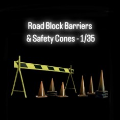 1/35 Road Block Barriers (2pcs) and Safety Cones (5 Large + 5 Small)