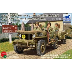 1/35 US GPW 1/4ton 4x4 Utility Truck (Mod.1942) with 10-cwt Trailer & Airborne Crew 