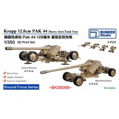 1/350 WWII German KRUPP 12.8cm PAK 44 Heavy Anti-Tank Guns x4 (2 Status)