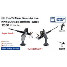 1/350 IJN Type96 25mm Single AA Gun (Late Type) with Shield (20pcs)
