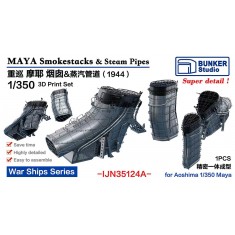 1/350 IJN MAYA Smokestacks (1944) for Aoshima kit