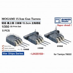 1/350 IJN MOGAMI 155mm Triple Gun Turrets Set (5pcs) for Tamiya #78022