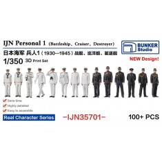 1/350 IJN Personnel #1 for Battleship/Cruiser/Destroyer (100 figures)