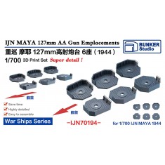 1/700 IJN MAYA 127mm AA Gun Emplacecements 1944 (6pcs)