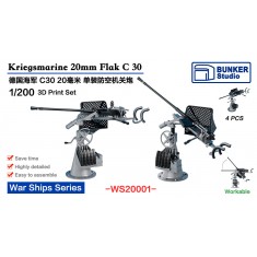 1/200 DKM 20mm Flak C30 (4pcs) for Trumpeter 03702/03715