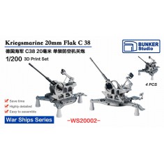 1/200 DKM 20mm Flak C38 (4pcs) for Trumpeter 03702 
