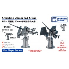 1/200 USN Oerlikon 20mm AA Guns Late Type (10pcs) for Trumpeter 03705/03706
