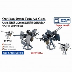 1/200 USN Oerlikon 20mm Twin AA Guns A (10pcs)