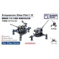 1/350 DKM Bismarck 20mm Flak C 38 AA Guns (6pcs)