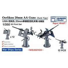 1/350 USN Oerlikon 20mm AA Guns Early Type (12pcs)