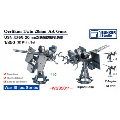 1/350 USN Oerlikon 20mm Twin AA Guns A (10pcs)