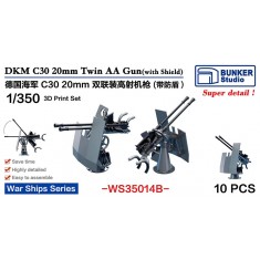 1/350 DKM 20mm Flak C 30 Twin AA Guns with Shield (10pcs)