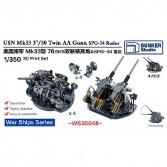 1/350 USN 3''/50 Mk33 Twin AA Guns and SPG-34 Radar