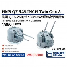 1/350 HMS QF5.25-INCH 133mmTwin Gun A for Battleships 