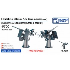 1/700 USN Oerlikon 20mm AA Guns B Middle ver (16pcs)