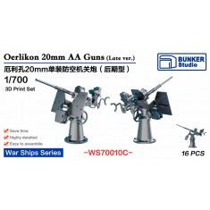 1/700 USN Oerlikon 20mm AA Guns C Late ver (16pcs)