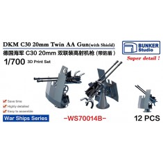 1/700 DKM 20mm Flak C 30 Twin AA Guns with Shield (12pcs)
