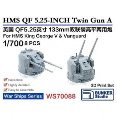 1/700 HMS QF5.25-INCH 133mmTwin Gun A for Battleships 