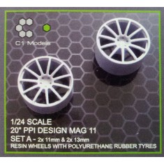 1/24 20" PP1 Design Mag11 Wheel Set A (2x Standard & 2x Wide)