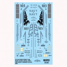 Decals for 1/48 Grumman F-14B Tomcat VF-143 Pukin' Dogs 2001