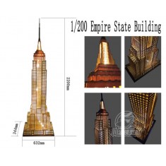 1/200 US New York Landmark Empire State Building Art Deco Skyscraper (wood ) w/Light (344mm x 632mm x 2200mm)